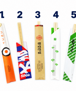 Five chopstick sleeve reference styles labeled 1, 2, 3, 4 and 5 from left to right