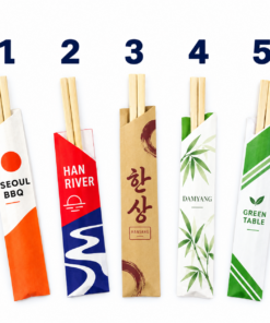 Half-sleeve bamboo chopsticks, five sample designs numbered 1 to 5