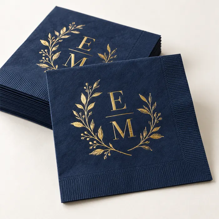 Custom Foil Cocktail Napkins with sample customer artwork