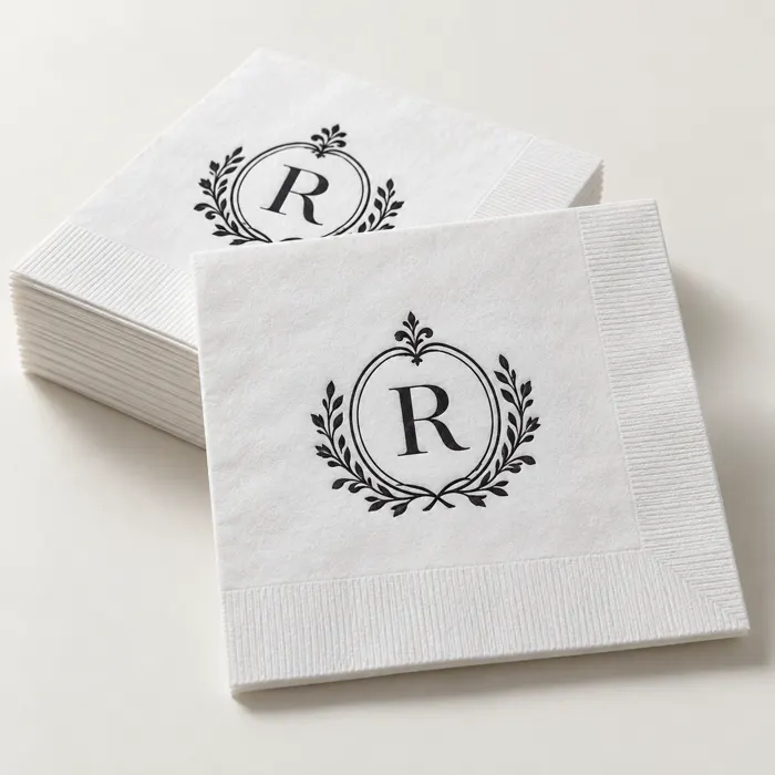 Custom 3-Ply Dinner Napkins with sample customer artwork