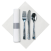 8 in x 8.5 in Pre-Rolled Linen-Like CaterWrap White Dinner Napkins with Metallic Cutlery 100 ct.