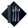 7.75 in x 7.75 in Pre-rolled CaterWrap Black FashnPoint Dinner Napkins with Metallic Cutlery 100 ct.